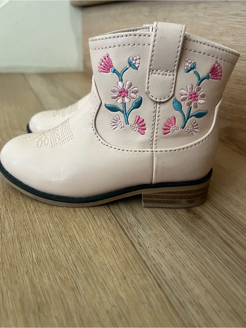 Girls Pink Floral Western Cowgirl Boots